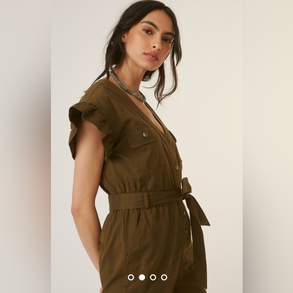 Anthropologie Tapered Ruffle Jumpsuit - Picture 3 of 11